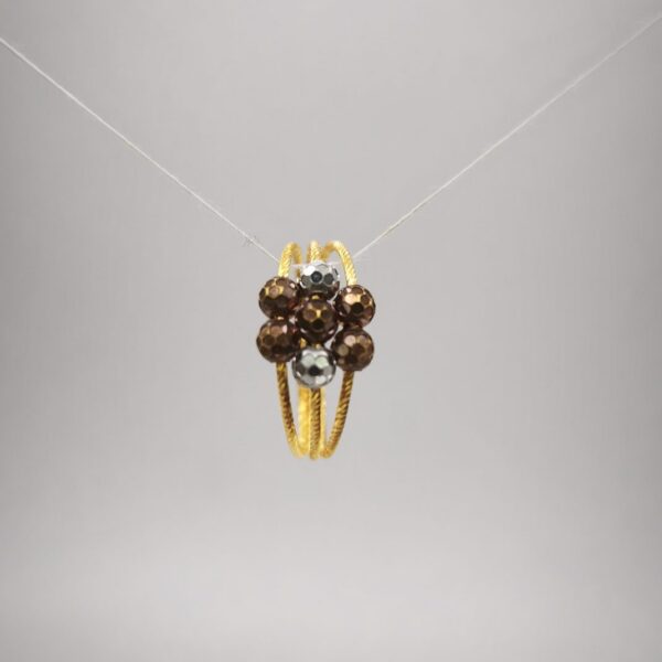 Chocolate Bead Flower Cluster Ring