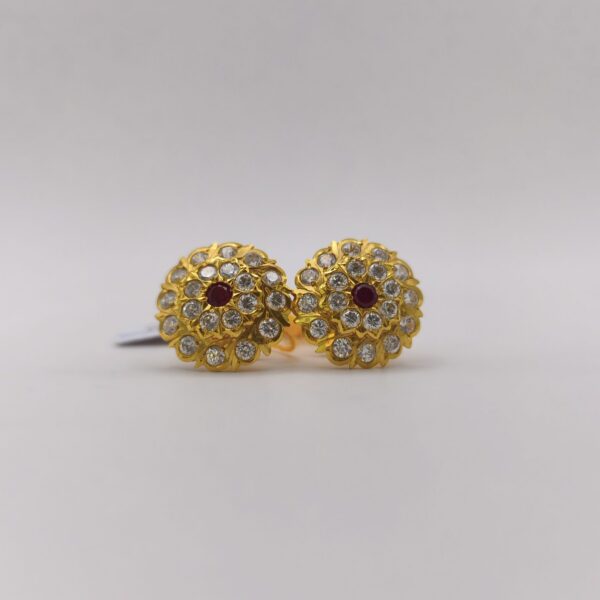 CZ Cluster Ruby Heart Earring