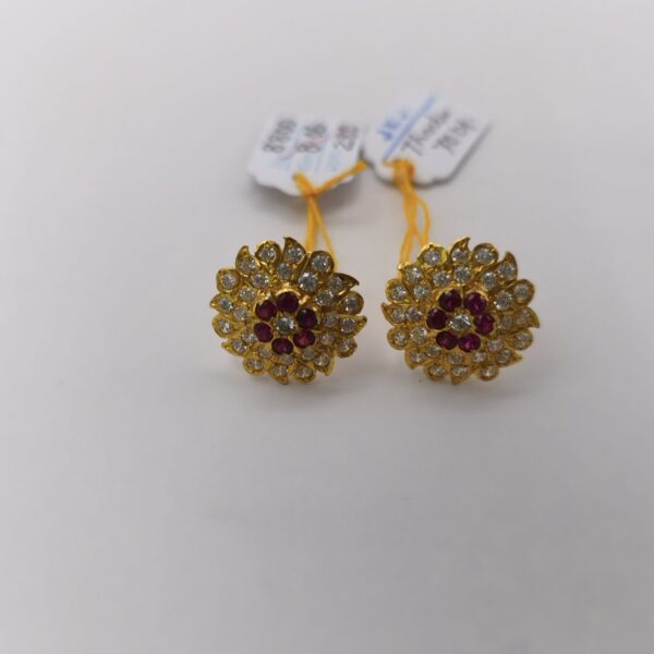CZ Halo Ruby Heart Earring