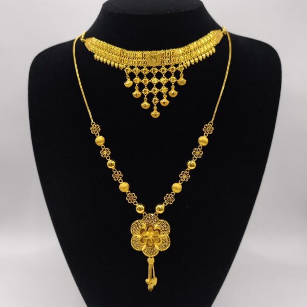 Dangle Choker Flower Pendant Set
