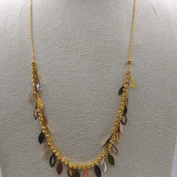 Leaf Charm Fringe Necklace