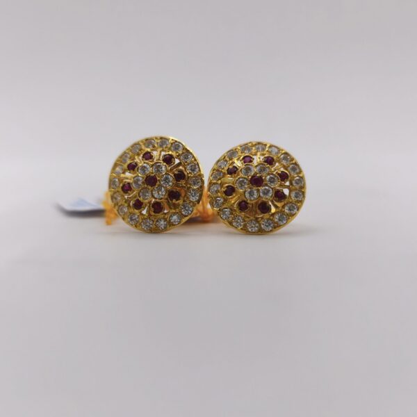 Pave Dome Ruby Dot Earring