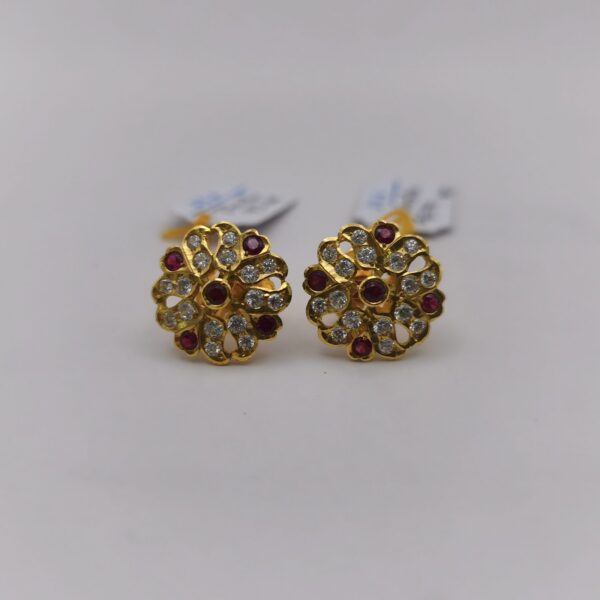 Pinwheel Ruby CZ Earring