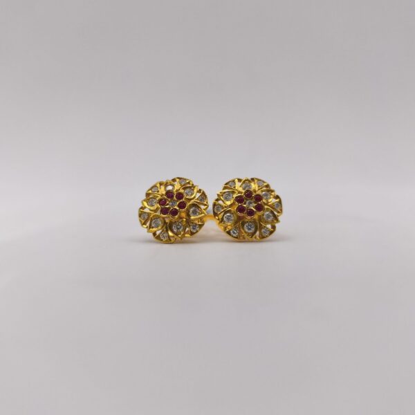 Round Mosaic Ruby CZ Earring