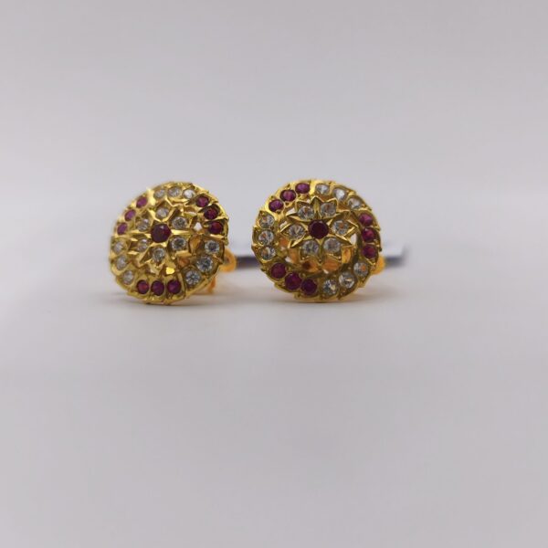 Round Ruby Centre Earring