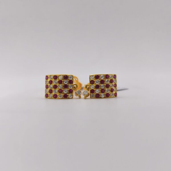 Square Ruby Checker Earring