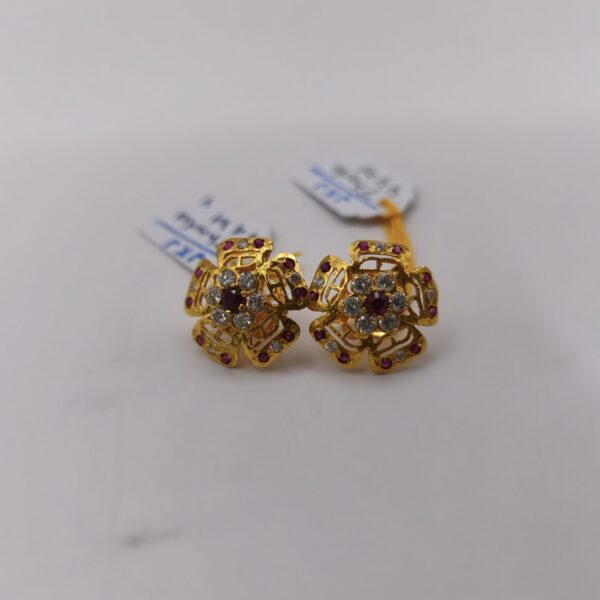 Ruby CZ Blossom Earring