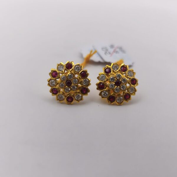 Ruby CZ Daisy Earring