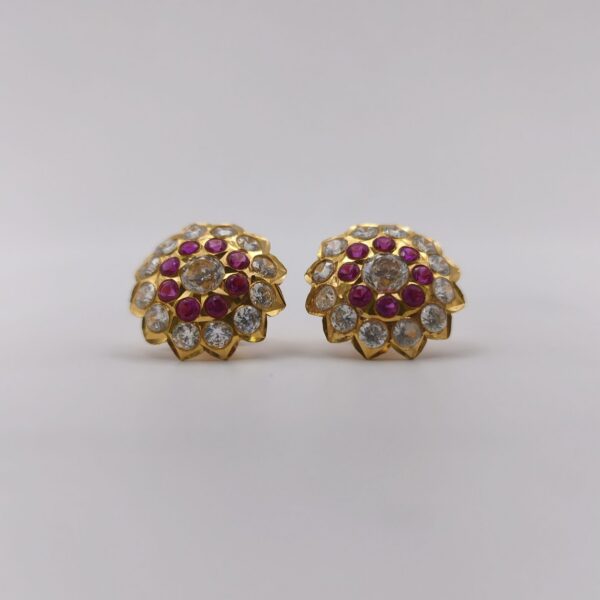 Ruby Halo Scallop Earring
