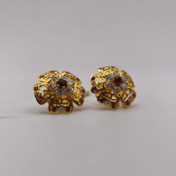 Ruby White CZ Flower Earring