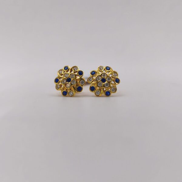 Sapphire Dot Flower Earring