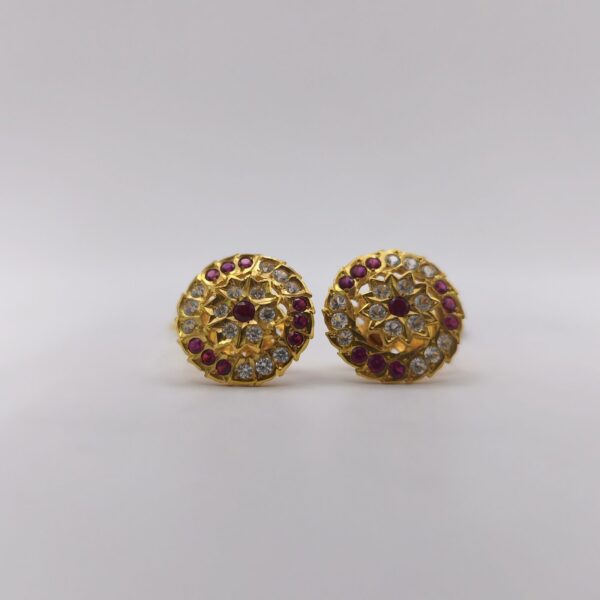 Spiral Halo Ruby Earring