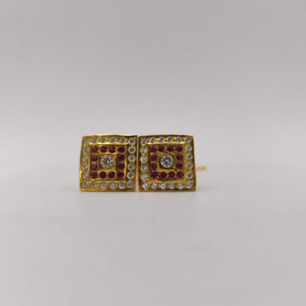 Square Ruby CZ Earring
