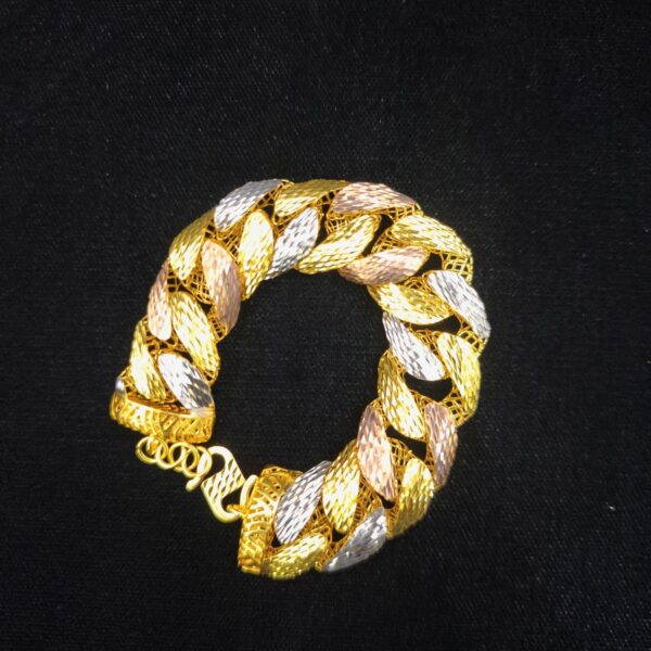 Three Tone Woven Curb Bracelet