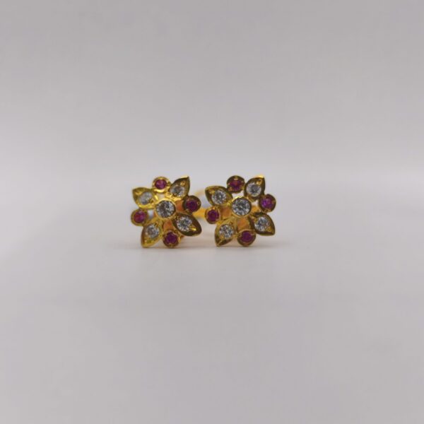 Twin Bloom Ruby Earring