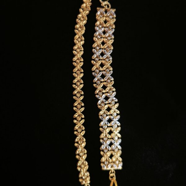 Two Tone Floral Strap Duo Bracelet