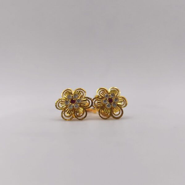 Wire Blossom Ruby Earring